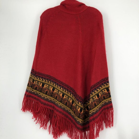 Vibrant Red Sleeveless Poncho | Versatile for All Seasons - Picture 2 of 6